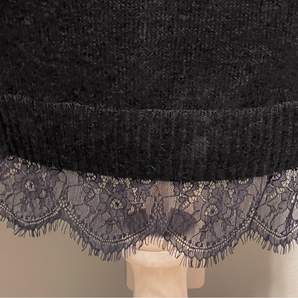 Lauren Conrad Blue Longline Cardigan Sweater Lace Trim Metallic Preppy Office XS - Picture 4 of 12